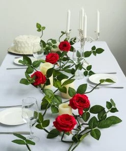HIER_1210 6ft | Red Real Touch Artificial Rose & Leaf Flower Garland Vine Artificial Flower & Plants 20 HIER_1210 6ft | Red Real Touch Artificial Rose & Leaf Flower Garland Vine Artificial Flower & Plants