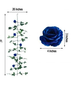 HIER_1210 Artificial Flower & Plants 6ft | Royal Blue Real Touch Artificial Rose & Leaf Flower Garland Vine 19 HIER_1210 Artificial Flower & Plants 6ft | Royal Blue Real Touch Artificial Rose & Leaf Flower Garland Vine