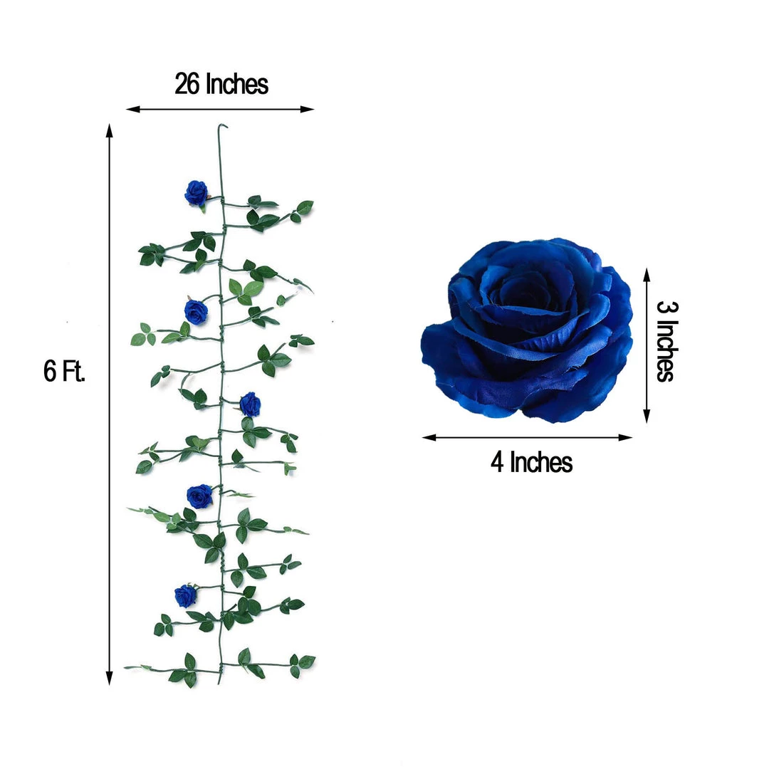 HIER_1210 Artificial Flower & Plants 6ft | Royal Blue Real Touch Artificial Rose & Leaf Flower Garland Vine 3 HIER_1210 Artificial Flower & Plants 6ft | Royal Blue Real Touch Artificial Rose & Leaf Flower Garland Vine