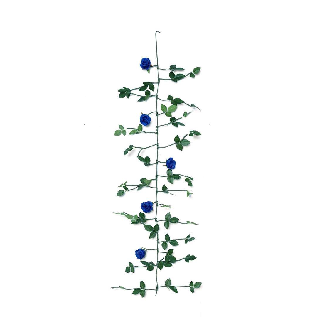 HIER_1210 Artificial Flower & Plants 6ft | Royal Blue Real Touch Artificial Rose & Leaf Flower Garland Vine 17 HIER_1210 Artificial Flower & Plants 6ft | Royal Blue Real Touch Artificial Rose & Leaf Flower Garland Vine