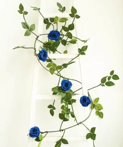 HIER_1210 Artificial Flower & Plants 6ft | Royal Blue Real Touch Artificial Rose & Leaf Flower Garland Vine 21 HIER_1210 Artificial Flower & Plants 6ft | Royal Blue Real Touch Artificial Rose & Leaf Flower Garland Vine