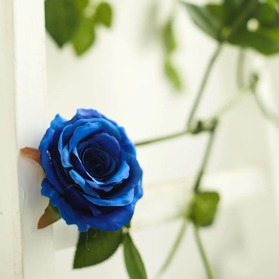 HIER_1210 Artificial Flower & Plants 6ft | Royal Blue Real Touch Artificial Rose & Leaf Flower Garland Vine 7 HIER_1210 Artificial Flower & Plants 6ft | Royal Blue Real Touch Artificial Rose & Leaf Flower Garland Vine