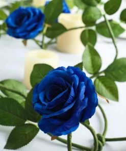 HIER_1210 Artificial Flower & Plants 6ft | Royal Blue Real Touch Artificial Rose & Leaf Flower Garland Vine 26 HIER_1210 Artificial Flower & Plants 6ft | Royal Blue Real Touch Artificial Rose & Leaf Flower Garland Vine