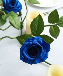 HIER_1210 Artificial Flower & Plants 6ft | Royal Blue Real Touch Artificial Rose & Leaf Flower Garland Vine 27 HIER_1210 Artificial Flower & Plants 6ft | Royal Blue Real Touch Artificial Rose & Leaf Flower Garland Vine