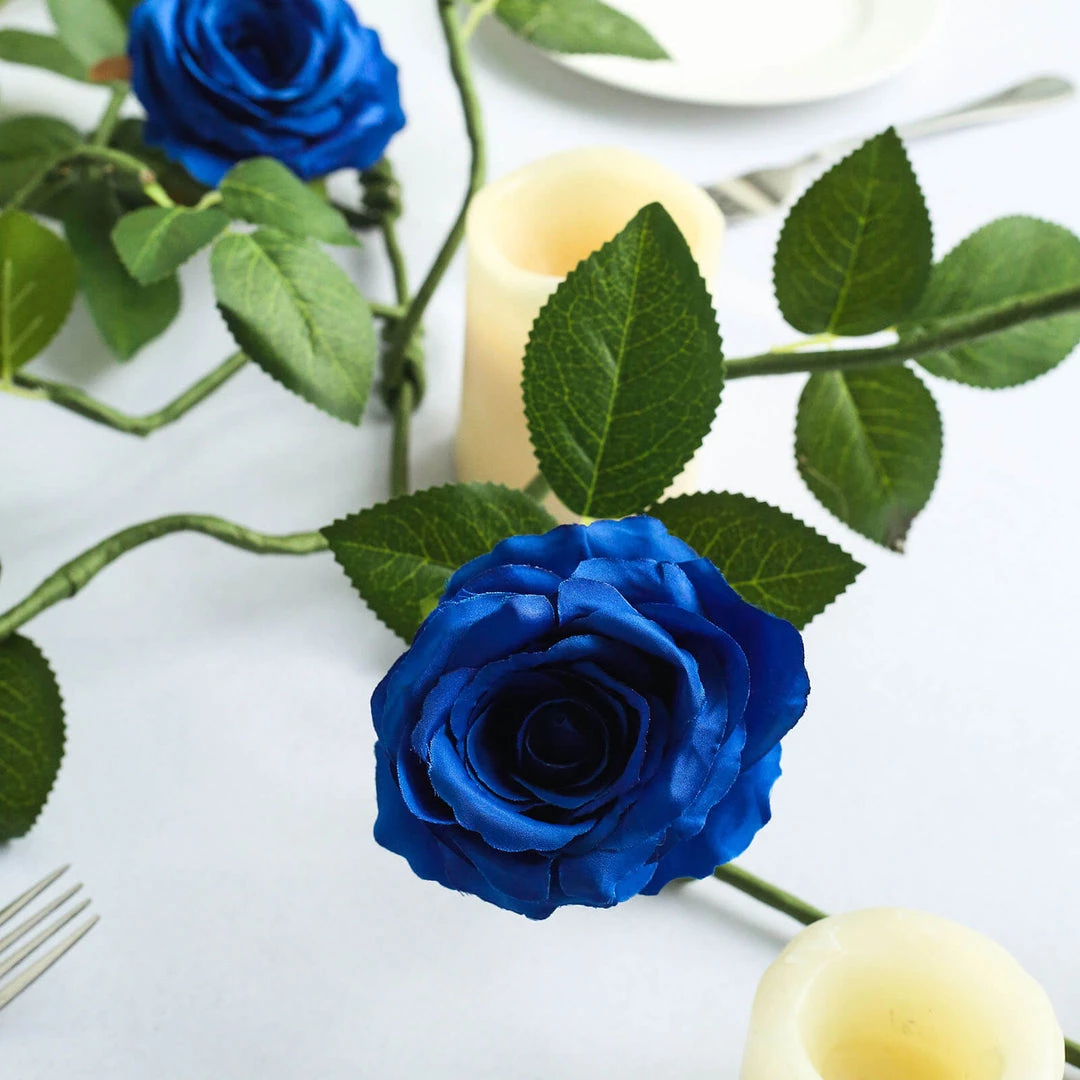 HIER_1210 Artificial Flower & Plants 6ft | Royal Blue Real Touch Artificial Rose & Leaf Flower Garland Vine 11 HIER_1210 Artificial Flower & Plants 6ft | Royal Blue Real Touch Artificial Rose & Leaf Flower Garland Vine