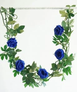 HIER_1210 Artificial Flower & Plants 6ft | Royal Blue Real Touch Artificial Rose & Leaf Flower Garland Vine 29 HIER_1210 Artificial Flower & Plants 6ft | Royal Blue Real Touch Artificial Rose & Leaf Flower Garland Vine