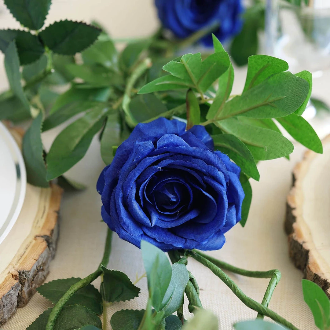 HIER_1210 Artificial Flower & Plants 6ft | Royal Blue Real Touch Artificial Rose & Leaf Flower Garland Vine 14 HIER_1210 Artificial Flower & Plants 6ft | Royal Blue Real Touch Artificial Rose & Leaf Flower Garland Vine