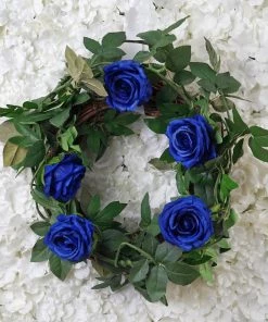 HIER_1210 Artificial Flower & Plants 6ft | Royal Blue Real Touch Artificial Rose & Leaf Flower Garland Vine 31 HIER_1210 Artificial Flower & Plants 6ft | Royal Blue Real Touch Artificial Rose & Leaf Flower Garland Vine