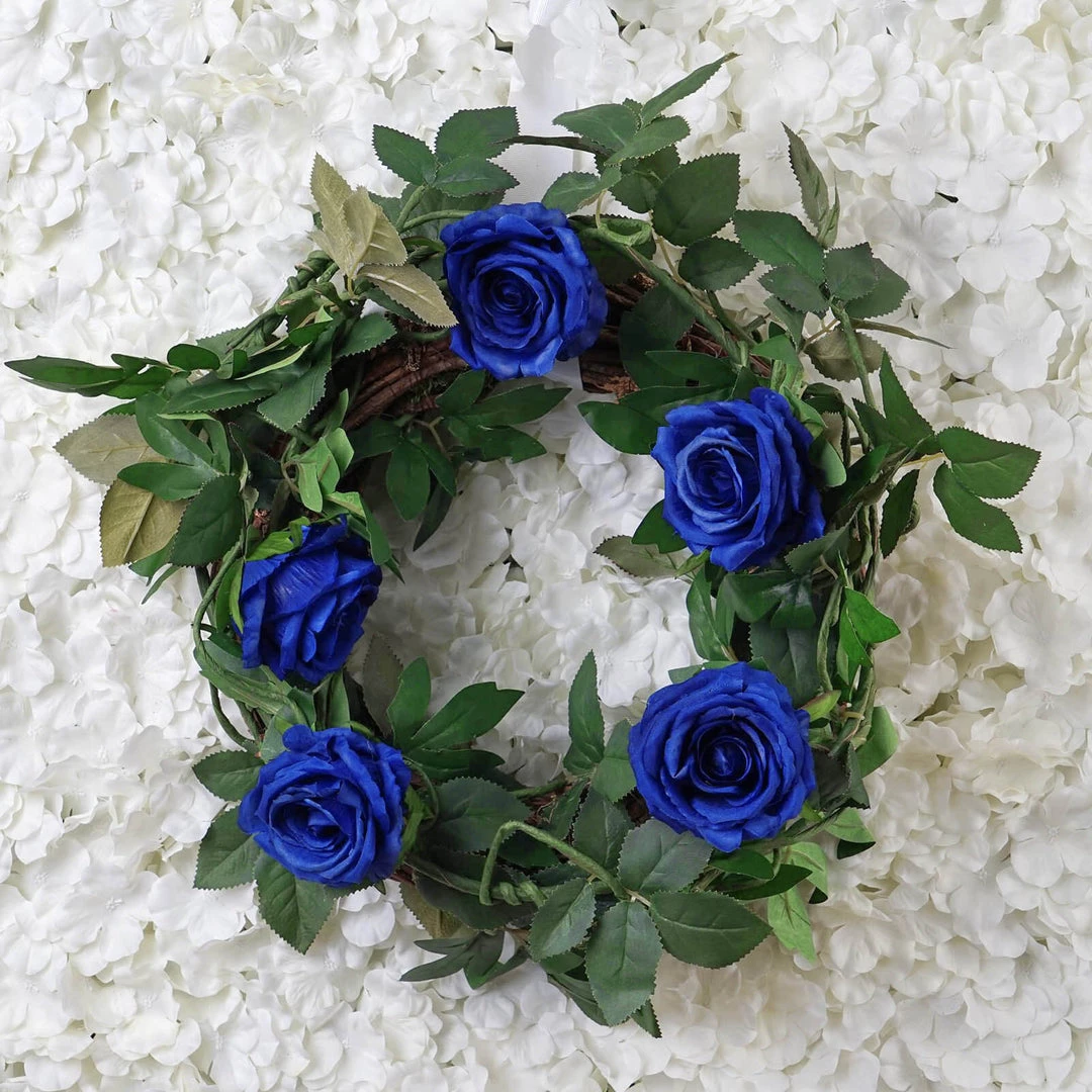 HIER_1210 Artificial Flower & Plants 6ft | Royal Blue Real Touch Artificial Rose & Leaf Flower Garland Vine 15 HIER_1210 Artificial Flower & Plants 6ft | Royal Blue Real Touch Artificial Rose & Leaf Flower Garland Vine