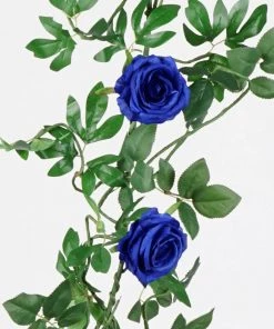 HIER_1210 Artificial Flower & Plants 6ft | Royal Blue Real Touch Artificial Rose & Leaf Flower Garland Vine 32 HIER_1210 Artificial Flower & Plants 6ft | Royal Blue Real Touch Artificial Rose & Leaf Flower Garland Vine