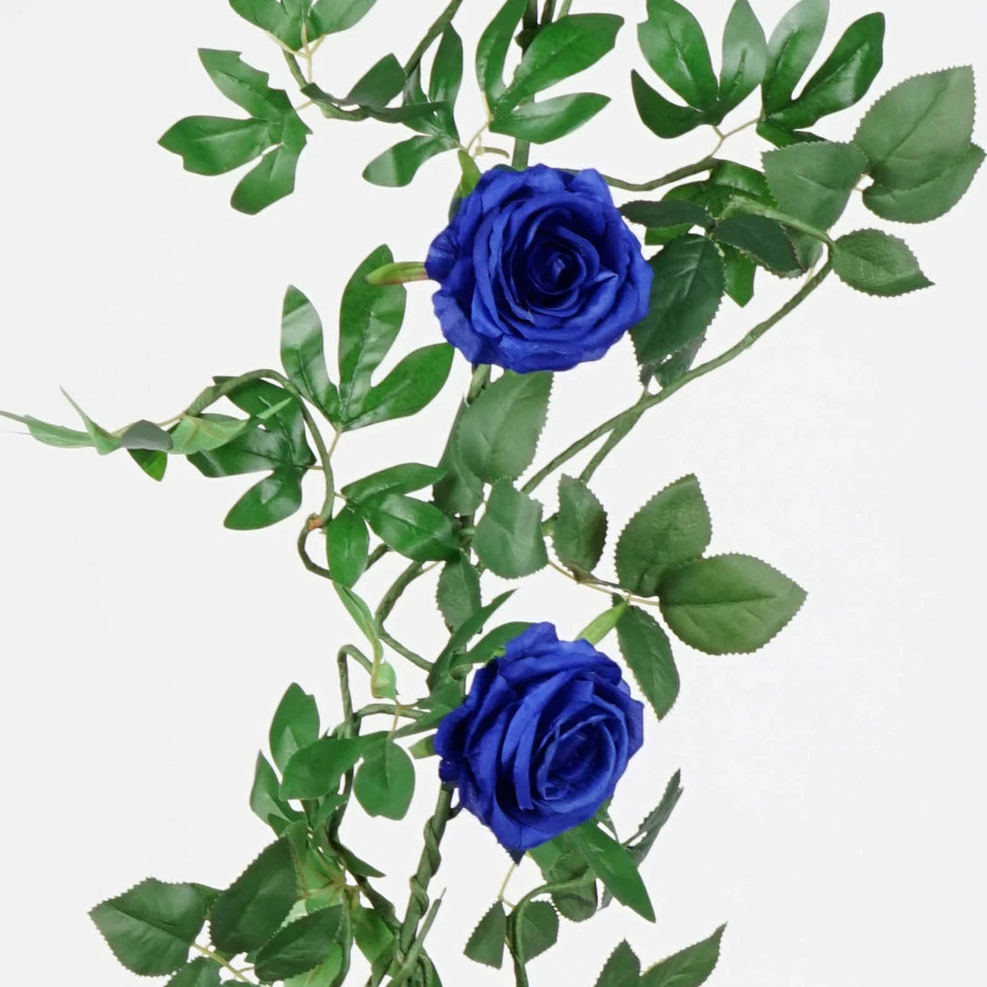 HIER_1210 Artificial Flower & Plants 6ft | Royal Blue Real Touch Artificial Rose & Leaf Flower Garland Vine 16 HIER_1210 Artificial Flower & Plants 6ft | Royal Blue Real Touch Artificial Rose & Leaf Flower Garland Vine