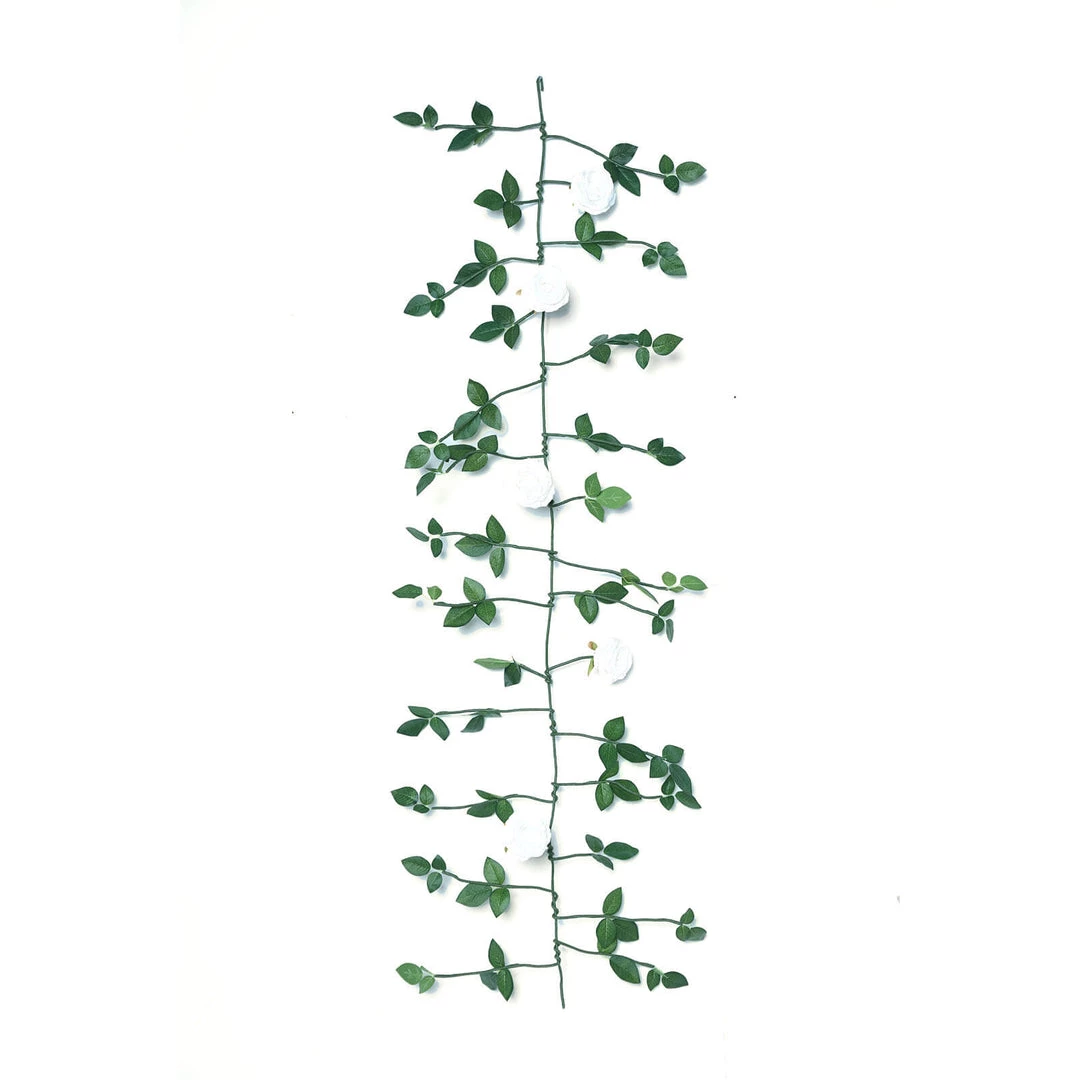 HIER_1210 6ft | White Real Touch Artificial Rose & Leaf Flower Garland Vine Artificial Flower & Plants 16 HIER_1210 6ft | White Real Touch Artificial Rose & Leaf Flower Garland Vine Artificial Flower & Plants
