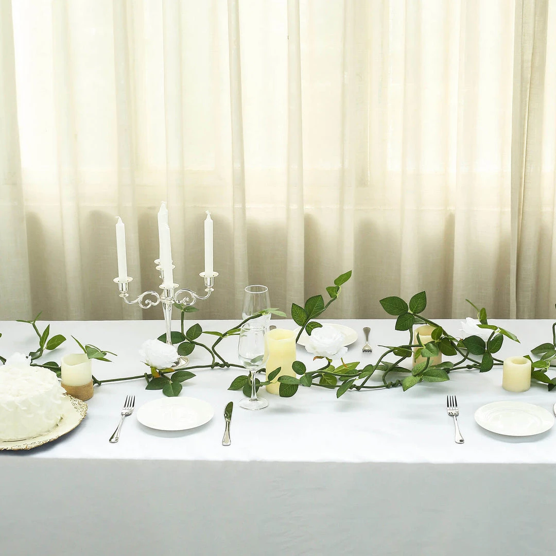 HIER_1210 6ft | White Real Touch Artificial Rose & Leaf Flower Garland Vine Artificial Flower & Plants 2 HIER_1210 6ft | White Real Touch Artificial Rose & Leaf Flower Garland Vine Artificial Flower & Plants