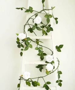 HIER_1210 6ft | White Real Touch Artificial Rose & Leaf Flower Garland Vine Artificial Flower & Plants 19 HIER_1210 6ft | White Real Touch Artificial Rose & Leaf Flower Garland Vine Artificial Flower & Plants