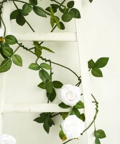 HIER_1210 6ft | White Real Touch Artificial Rose & Leaf Flower Garland Vine Artificial Flower & Plants 21 HIER_1210 6ft | White Real Touch Artificial Rose & Leaf Flower Garland Vine Artificial Flower & Plants