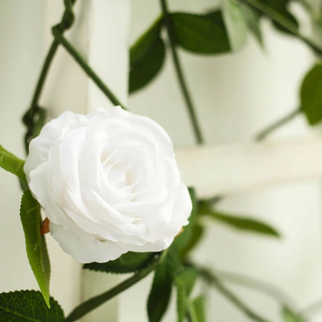 HIER_1210 6ft | White Real Touch Artificial Rose & Leaf Flower Garland Vine Artificial Flower & Plants 7 HIER_1210 6ft | White Real Touch Artificial Rose & Leaf Flower Garland Vine Artificial Flower & Plants
