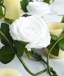 HIER_1210 6ft | White Real Touch Artificial Rose & Leaf Flower Garland Vine Artificial Flower & Plants 25 HIER_1210 6ft | White Real Touch Artificial Rose & Leaf Flower Garland Vine Artificial Flower & Plants