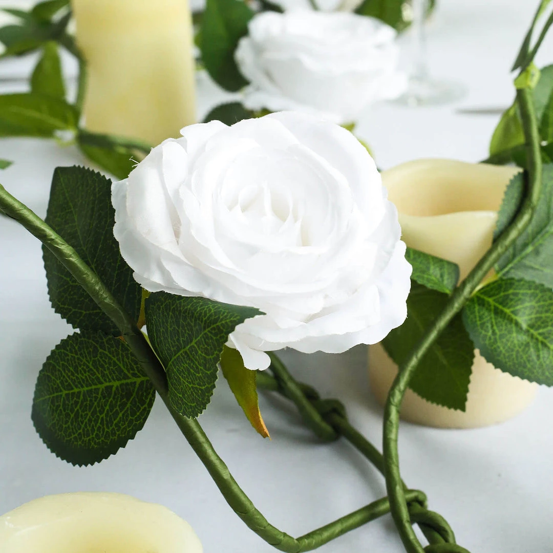 HIER_1210 6ft | White Real Touch Artificial Rose & Leaf Flower Garland Vine Artificial Flower & Plants 10 HIER_1210 6ft | White Real Touch Artificial Rose & Leaf Flower Garland Vine Artificial Flower & Plants