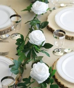 HIER_1210 6ft | White Real Touch Artificial Rose & Leaf Flower Garland Vine Artificial Flower & Plants 27 HIER_1210 6ft | White Real Touch Artificial Rose & Leaf Flower Garland Vine Artificial Flower & Plants