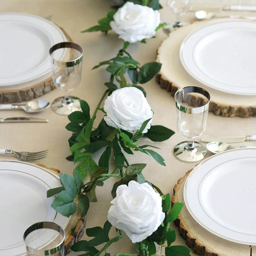 HIER_1210 6ft | White Real Touch Artificial Rose & Leaf Flower Garland Vine Artificial Flower & Plants 12 HIER_1210 6ft | White Real Touch Artificial Rose & Leaf Flower Garland Vine Artificial Flower & Plants