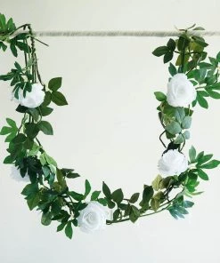 HIER_1210 6ft | White Real Touch Artificial Rose & Leaf Flower Garland Vine Artificial Flower & Plants 28 HIER_1210 6ft | White Real Touch Artificial Rose & Leaf Flower Garland Vine Artificial Flower & Plants