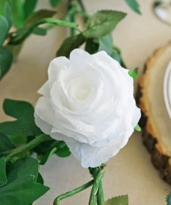 HIER_1210 6ft | White Real Touch Artificial Rose & Leaf Flower Garland Vine Artificial Flower & Plants 29 HIER_1210 6ft | White Real Touch Artificial Rose & Leaf Flower Garland Vine Artificial Flower & Plants