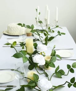 HIER_1210 6ft | White Real Touch Artificial Rose & Leaf Flower Garland Vine Artificial Flower & Plants 20 HIER_1210 6ft | White Real Touch Artificial Rose & Leaf Flower Garland Vine Artificial Flower & Plants