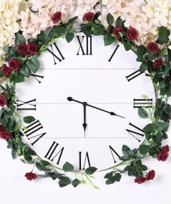 HIER_1210 6ft | 20 Burgundy Artificial Silk Roses Flower Garland, Hanging Vine