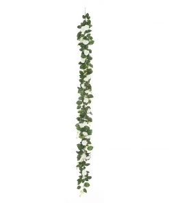 HIER_1210 6ft | 20 Cream Artificial Silk Roses Flower Garland, Hanging Vine