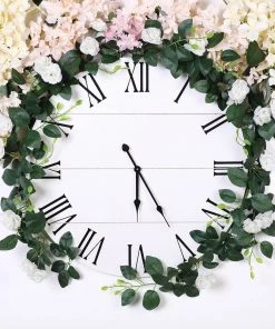 HIER_1210 6ft | 20 Cream Artificial Silk Roses Flower Garland, Hanging Vine