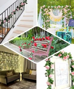 HIER_1210 Artificial Flower & Plants 6ft | 20 Purple Artificial Silk Roses Flower Garland, Hanging Vine 21 HIER_1210 Artificial Flower & Plants 6ft | 20 Purple Artificial Silk Roses Flower Garland, Hanging Vine