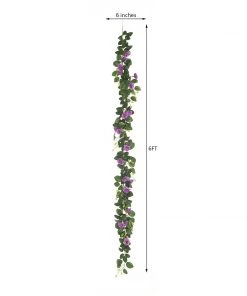 HIER_1210 Artificial Flower & Plants 6ft | 20 Purple Artificial Silk Roses Flower Garland, Hanging Vine 19 HIER_1210 Artificial Flower & Plants 6ft | 20 Purple Artificial Silk Roses Flower Garland, Hanging Vine
