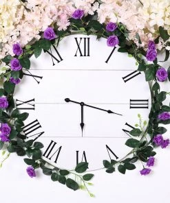 HIER_1210 Artificial Flower & Plants 6ft | 20 Purple Artificial Silk Roses Flower Garland, Hanging Vine