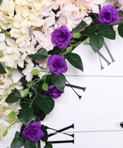 HIER_1210 Artificial Flower & Plants 6ft | 20 Purple Artificial Silk Roses Flower Garland, Hanging Vine 25 HIER_1210 Artificial Flower & Plants 6ft | 20 Purple Artificial Silk Roses Flower Garland, Hanging Vine