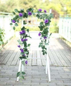 HIER_1210 Artificial Flower & Plants 6ft | 20 Purple Artificial Silk Roses Flower Garland, Hanging Vine 31 HIER_1210 Artificial Flower & Plants 6ft | 20 Purple Artificial Silk Roses Flower Garland, Hanging Vine