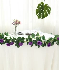 HIER_1210 Artificial Flower & Plants 6ft | 20 Purple Artificial Silk Roses Flower Garland, Hanging Vine 22 HIER_1210 Artificial Flower & Plants 6ft | 20 Purple Artificial Silk Roses Flower Garland, Hanging Vine