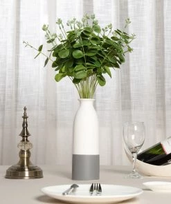 HIER_1600 2 Bushes | 19" Light Green Artificial Eucalyptus Branch Bouquet Plants Chargers & Centerpieces