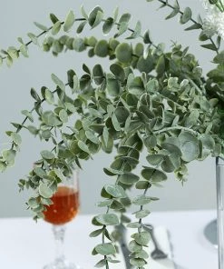 HIER_1150 3 Bushes | 30" Frosted Green Artificial Eucalyptus Branches Faux Plant Artificial Flower & Plants