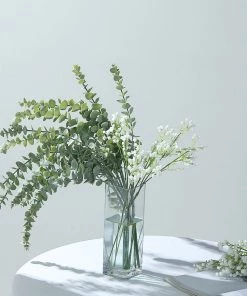 HIER_1150 3 Bushes | 30" Frosted Green Artificial Eucalyptus Branches Faux Plant Artificial Flower & Plants