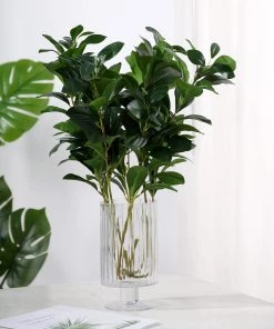 HIER_1150 2 Stems | 26" Green Artificial Lemon Leaf Branches Faux Greenery Plant Artificial Flower & Plants