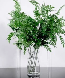HIER_1150 2 Bushes | 42" Tall Green Artificial Locust Leaf Branches, Faux Plants Artificial Flower & Plants