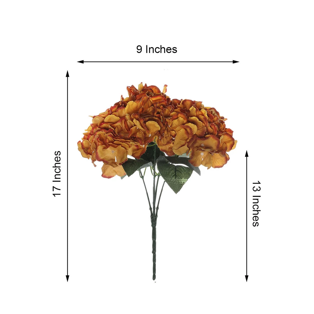 HIER_1120 Artificial Flower & Plants 5 Bushes | Gold Artificial Silk Hydrangea Flowers, Faux Bouquets 3 HIER_1120 Artificial Flower & Plants 5 Bushes | Gold Artificial Silk Hydrangea Flowers, Faux Bouquets