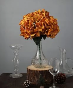 HIER_1120 Artificial Flower & Plants 5 Bushes | Gold Artificial Silk Hydrangea Flowers, Faux Bouquets 20 HIER_1120 Artificial Flower & Plants 5 Bushes | Gold Artificial Silk Hydrangea Flowers, Faux Bouquets