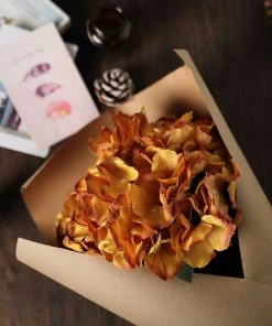 HIER_1120 Artificial Flower & Plants 5 Bushes | Gold Artificial Silk Hydrangea Flowers, Faux Bouquets 23 HIER_1120 Artificial Flower & Plants 5 Bushes | Gold Artificial Silk Hydrangea Flowers, Faux Bouquets