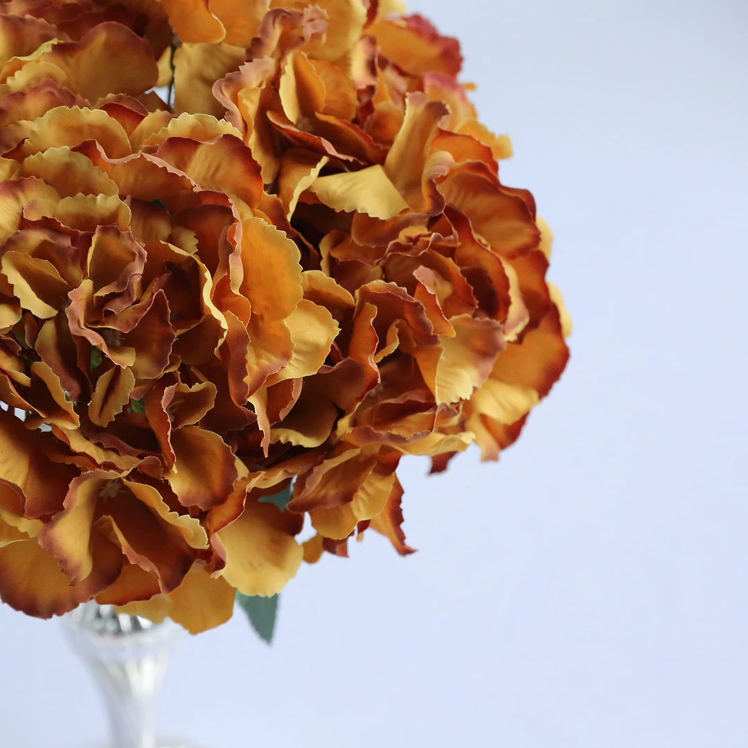 HIER_1120 Artificial Flower & Plants 5 Bushes | Gold Artificial Silk Hydrangea Flowers, Faux Bouquets 10 HIER_1120 Artificial Flower & Plants 5 Bushes | Gold Artificial Silk Hydrangea Flowers, Faux Bouquets