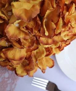 HIER_1120 Artificial Flower & Plants 5 Bushes | Gold Artificial Silk Hydrangea Flowers, Faux Bouquets 25 HIER_1120 Artificial Flower & Plants 5 Bushes | Gold Artificial Silk Hydrangea Flowers, Faux Bouquets