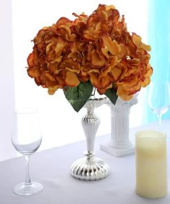 HIER_1120 Artificial Flower & Plants 5 Bushes | Gold Artificial Silk Hydrangea Flowers, Faux Bouquets 26 HIER_1120 Artificial Flower & Plants 5 Bushes | Gold Artificial Silk Hydrangea Flowers, Faux Bouquets