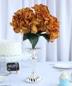 HIER_1120 Artificial Flower & Plants 5 Bushes | Gold Artificial Silk Hydrangea Flowers, Faux Bouquets 28 HIER_1120 Artificial Flower & Plants 5 Bushes | Gold Artificial Silk Hydrangea Flowers, Faux Bouquets
