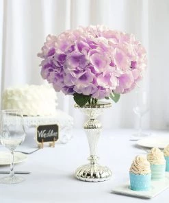 HIER_1120 5 Bushes | Lavender Artificial Silk Hydrangea Flowers, Faux Bouquets