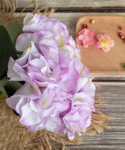 HIER_1120 5 Bushes | Lavender Artificial Silk Hydrangea Flowers, Faux Bouquets